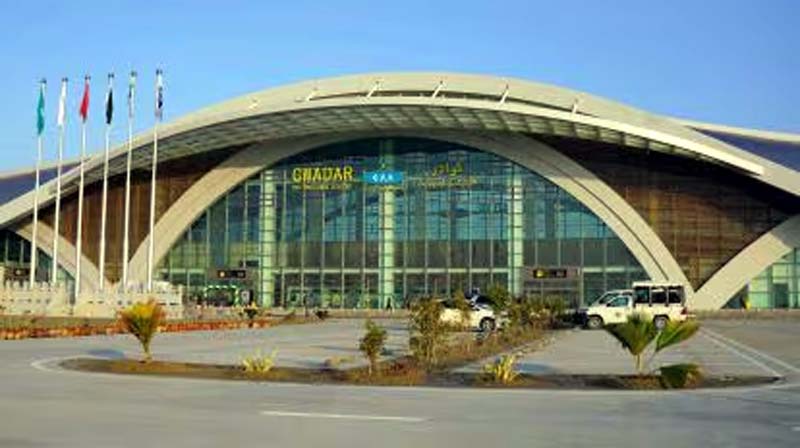 Aerial view of Pakistan’s New Gwadar International Airport, highlighting its modern infrastructure amid the underdeveloped surroundings.